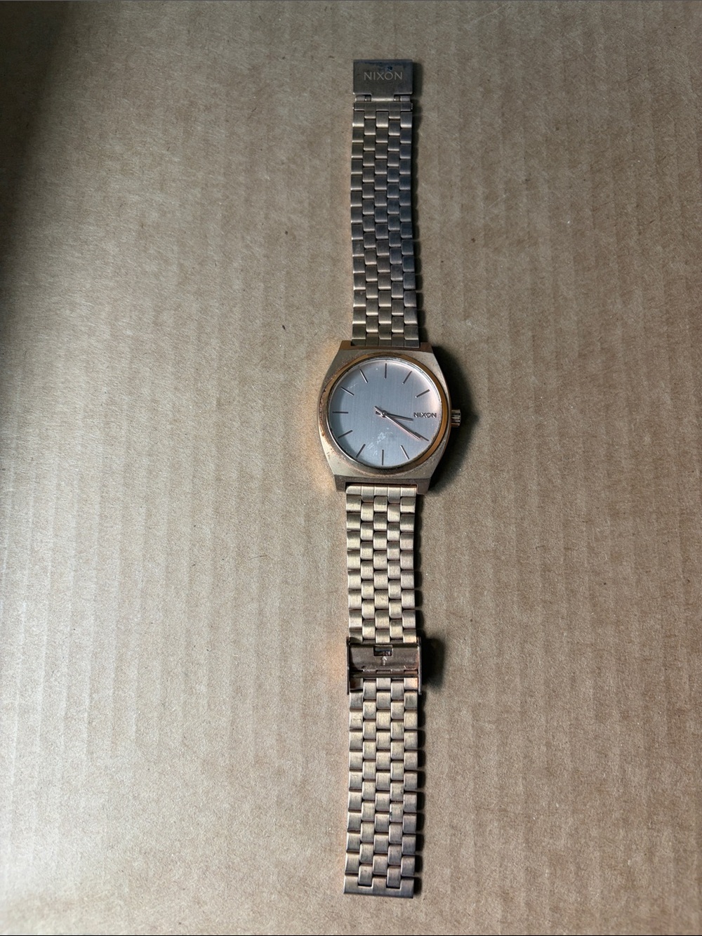 Nixon Rose Gold Bracelet Watch with Silver Dial